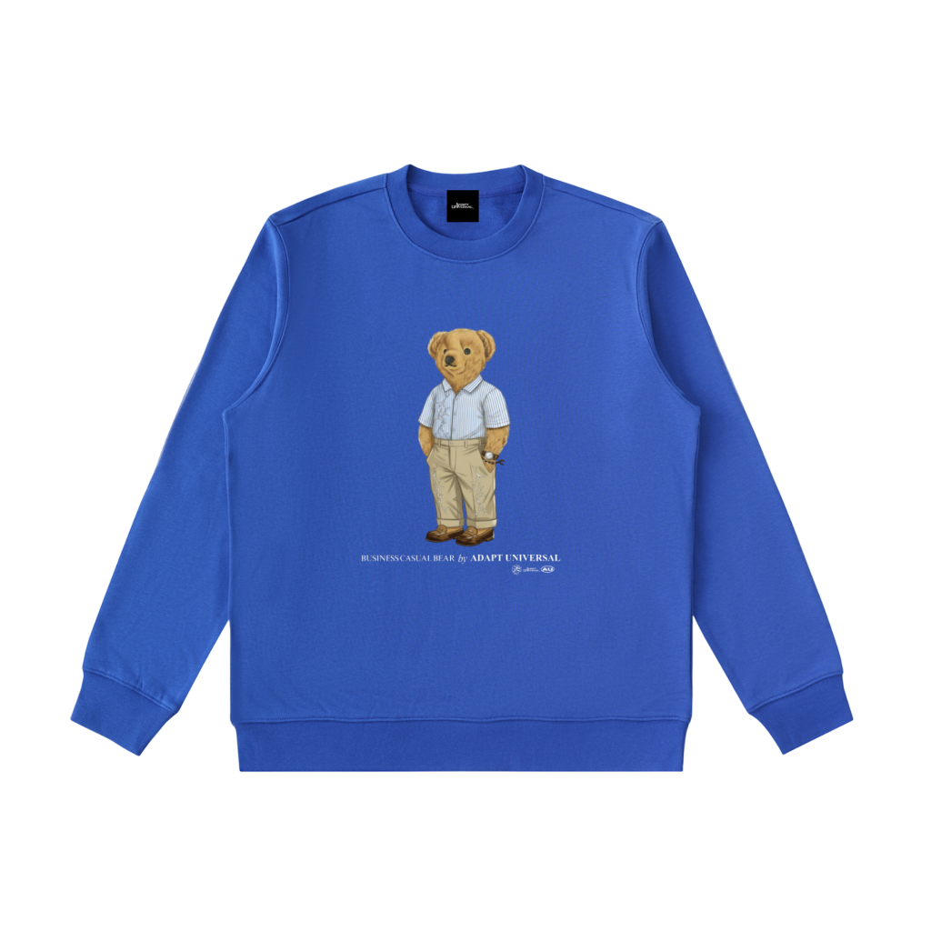 Business Casual Bear Crewneck Sweatshirt Royal