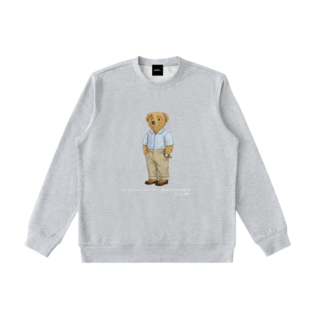 Business Casual Bear Crewneck Sweatshirt Gray