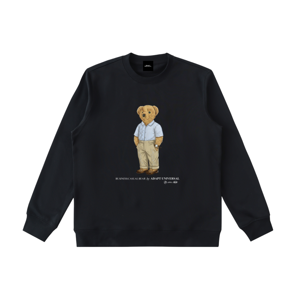 Business Casual Bear Crewneck Sweatshirt Black
