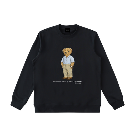 Business Casual Bear Crewneck Sweatshirt Black