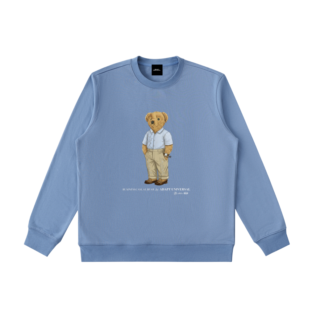 Business Casual Bear Crewneck Sweatshirt Ocean