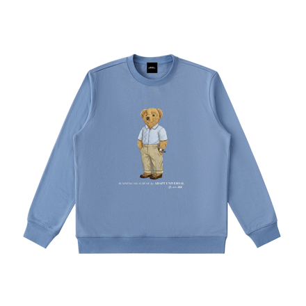 Business Casual Bear Crewneck Sweatshirt Ocean